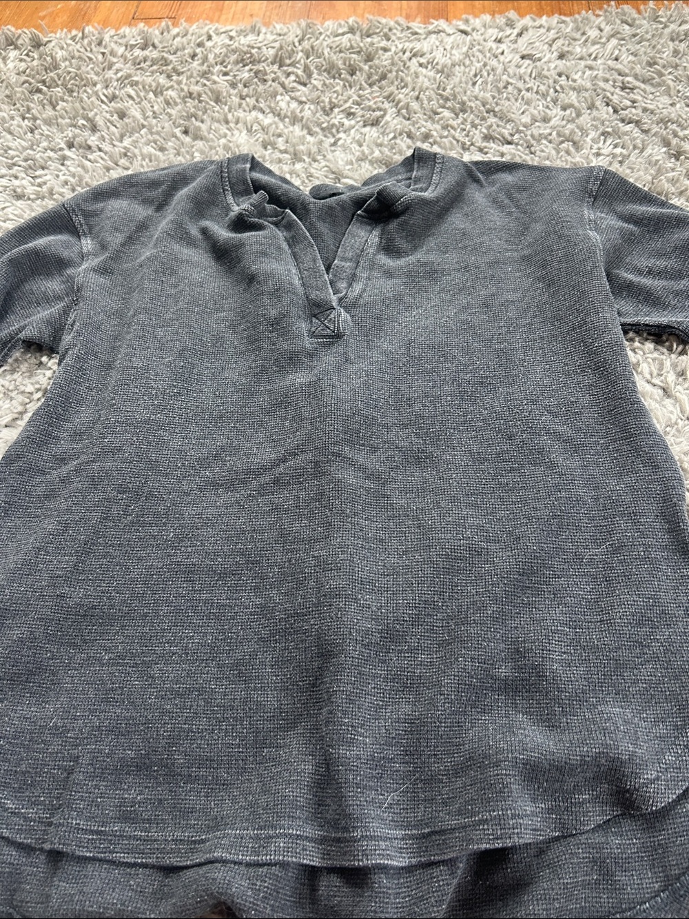 Washed Knit Henley Shirt in Charcoal